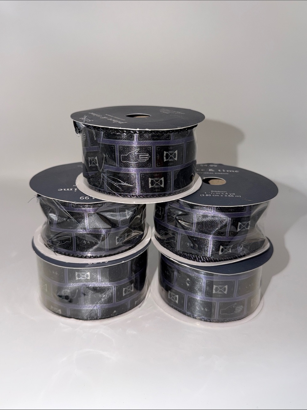 Halloween Gothic Tile Hand Wired Edge Ribbon Spool Bundle Lot Spooky Crafting - Picture 2 of 6
